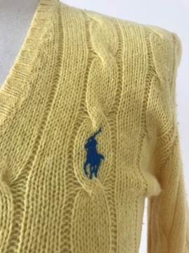 POLO RALPH LAUREN - sweter -WEŁNA/KASZMIR- warkocze - XS (34)-