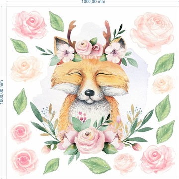 NAKLEJKI NA ŚCIANĘ LISEK WATERCOLOR BOHO 100cm