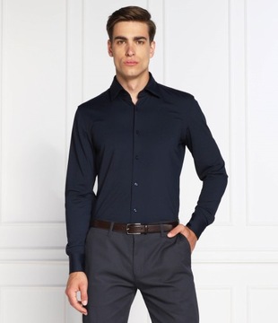 BOSS Męska koszula biznesowa slim fit granatowa 38