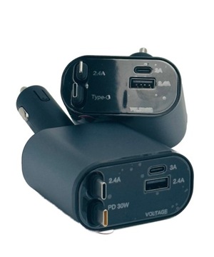 Быстрое автомобильное зарядное устройство | 100Вт 3А | USB-C | 4в1 | + ПОВОДОК