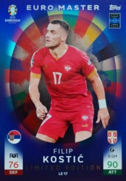 EURO 2024 TOPPS MATCH ATTAX LIMITED EURO MASTER LE 17 FILIP KOSTIC