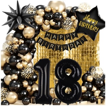 Zestaw Balonów Balony Dekoracja Na 18 Urodziny Girlanda Ścianka Kurtyna XXL