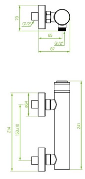 Zestaw prysznicowy na DRĄŻKU + bateria prysznicowa CUBIC - system CLICK ON