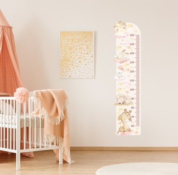 Miarka wzrostu naklejka na ścianę śpiące zwierzęta - króliczek, owieczka