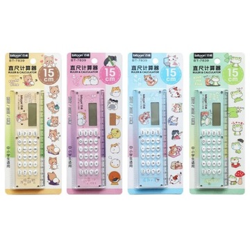 Фиолетовый калькулятор линейки в стиле каваи Математик