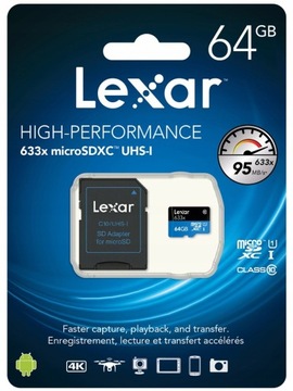 Karta pamięci Lexar mSD 64GB microSDXC UHS-I x633