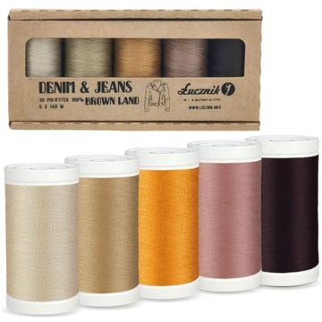 Mocne nici do jeansu mocne 140 m 5 szt. Brown Land