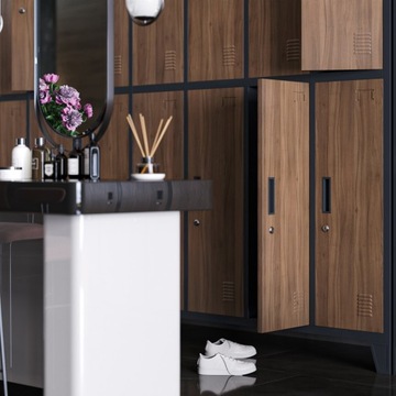 JAN NOWAK Eco Design BARTEK социальный металлический шкаф, антрацит/орех