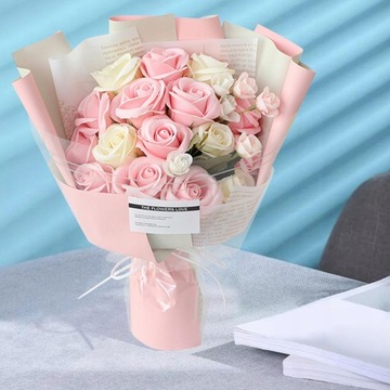 Мыльный букет Flower Box Rose Искусственные цветы в коробке Подарок светло-розовый