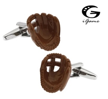 iGame Men's Cufflinks Novelty Coffee Color Baseball Gloves Design Brass Mat