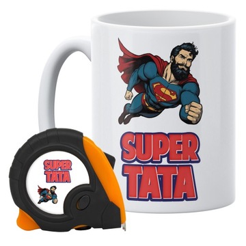 Zestaw kubek + miarka zwijana Na Dzień Ojca Prezent Super Tata