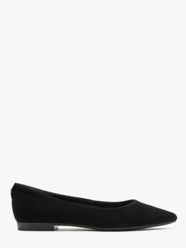 Buty damskie skórzane czarne RYŁKO obuwie klasyczne wsuwane balerinki welur