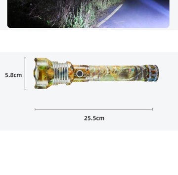 WOJSKOWA MOCNA LATARKA TAKTYCZNA LED USB P90 ZOOM