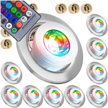 9x RAMKA SUFITOWA ŻARÓWKA SUFITOWA LED RGB PILOT