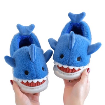 ŚMIESZNE KLAPKI ANTYPOŚLIZGOWE REKIN SHARK KAPCIE CIEPLE BAWELNIANE KAPCIE