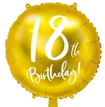 Balon foliowy 18th Birthday 18 urodziny ZŁOTY 45cm OSIEMNASTKA
