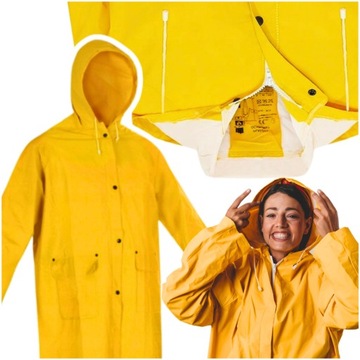 roz. M PELERYNA płaszcz PRZECIWDESZCZOWA żółty DAMSKI MĘSKI ELEGANCKI DŁUGI