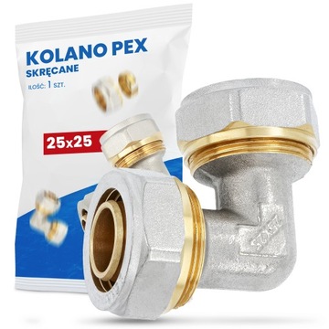 KOLANO PEX SKRĘCANE 25 MM ZŁĄCZKA ŁĄCZNIK RUR KOLANKO MOSIĘŻNE SKRĘTNE WODY