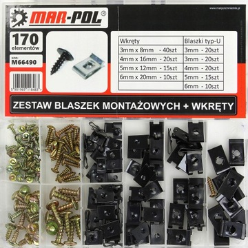 ZESTAW BLASZEK MONTAŻOWYCH + WKRĘTY 3-6mm 170SZT. MAR-POL