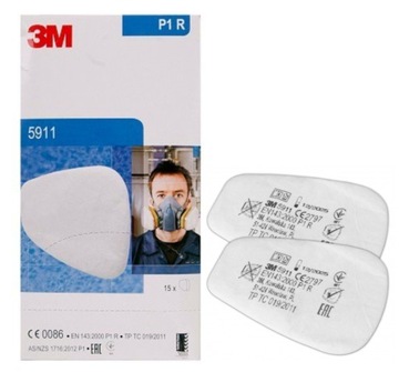 Filtr przeciwpyłowy 3M 5911 P1R do maski półmaski 6000 7500 Oryginał 2 szt.