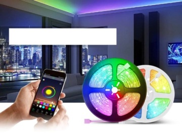 СВЕТОДИОДНАЯ ЛЕНТА BLUETOOTH ДИСТАНЦИОННАЯ 5050 RGB БЕЛАЯ 230В 10М