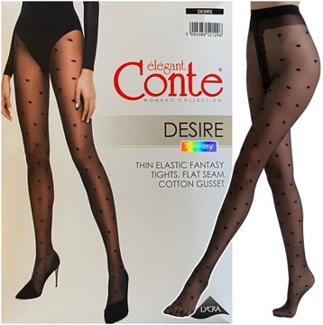 RAJSTOPY DAMSKIE WZORY CONTE 20 DEN DESIRE R2 NERO