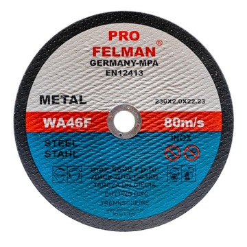 Tarcza do cięcia metalu PRO FELMAN inox 230x2.0