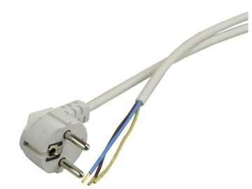 Przewód kabel z wtyczką kątową SPZ biały 3x1 3m