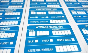 СЕРВИСНЫЕ НАКЛЕЙКИ 45 шт. ЗАМЕНА ГРМ 9 х 6 см.