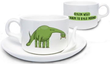 Zabawna filiżanka dla wegan wegetarian dinozaur
