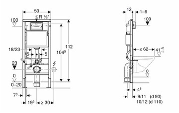 GEBERIT DUOFIX БАЗОВАЯ РАМА КОЛЕСА NOVA PRO PREMIUM