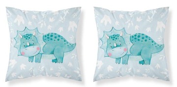 Poszewka 40x40 Triceratops dinozaur niebieska dwustronna Mayamoo