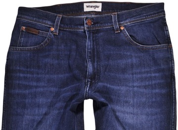 WRANGLER spodnie STRAIGHT high waist DARK BLUE jeans TEXAS SLIM _ W33 L32