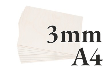 10x Sklejka Brzozowa - 3mm - A4 297x210 - Onlywood