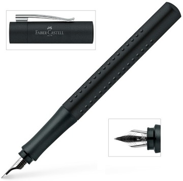 FABER-CASTELL Pióro wieczne szkolne na naboje Grip CZARNE stalówka F