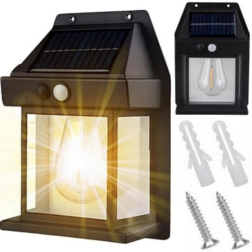 LAMPA SOLARNA LED LATARNIA KINKIET ŚCIENNY Z CZUJNIKIEM RUCHU I ZMIERZCHU