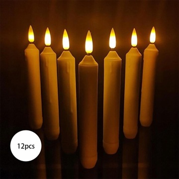 12x świece bezpłomieniowe, świece stożkowe LED