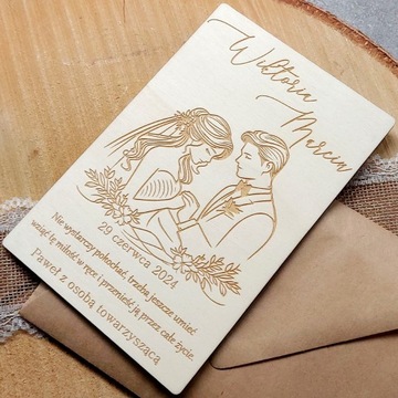 СВАДЕБНЫЕ СУВЕНИРЫ, ДЕРЕВЯННАЯ ОТКРЫТКА, СВАДЕБНЫЙ ПОДАРОК ​​ДЛЯ НЕВЕСТНЫХ