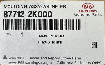 KIA SOUL I 2009 - 2014 LIŠTA DVEŘE PRAVÁ PŘEDNÍ R NOVÁ ORIGINÁLNÍ OE