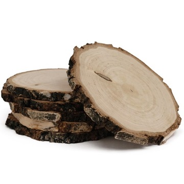 Plastry drewna, gruba kora śr. 12-15 cm szlifowane