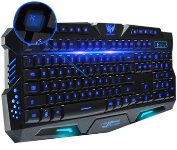 KLAWIATURA DLA GRACZY PODŚWIETLANA ERGONOMICZNA LED WIELOKOLOROWA