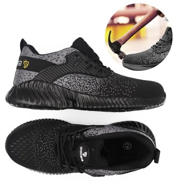 BUTY ROBOCZE SPORTOWE LEKKIE Z PODNOSKIEM ODDYCHAJĄCE SZARE S1 42