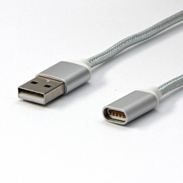 USB-кабель (2.0), USB A M - магнитный наконечник, 1м, серебристый