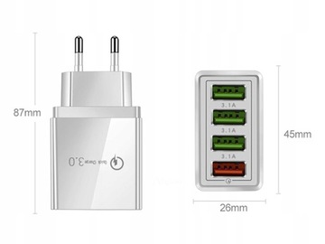 Ładowarka sieciowa 4xusb quick charge 3.0 szybka