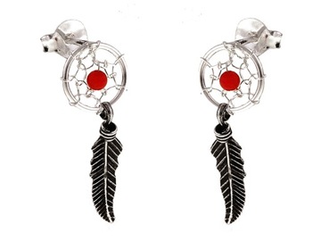 KOLCZYKI SREBRNE ŁAPACZ SNÓW DREAM CATCHER k1501