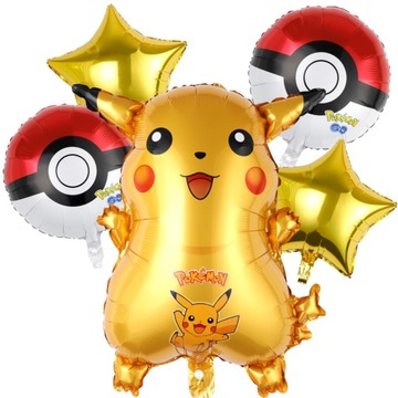 ZESTAW BALONÓW POKEMON PIKACHU pokeball urodziny 5szt. balony