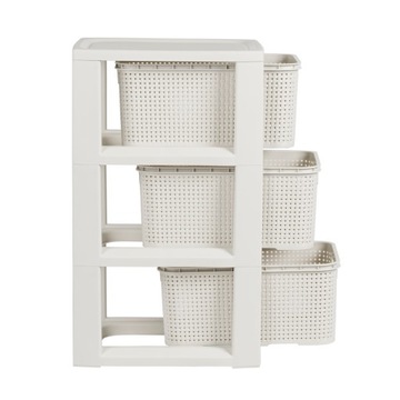 КНИЖНЫЙ ШКАФ, СУНДУК, ПОЛКА ШКАФА С 3 КОРЗИНАМИ, РОТАН БРАНК