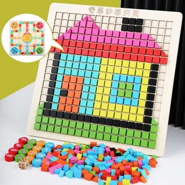 DWUSTRONNA TABLICA MOZAIKA PUZZLE UKŁADANKA + GRA