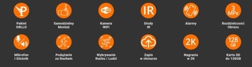 3-мегапиксельная вращающаяся комнатная камера ORLLO E8, Wi-Fi радионяня + карта памяти 128 ГБ