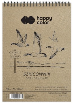 Szkicownik na spirali PTAKI A5 biały 80 ark. 90g Happy Color